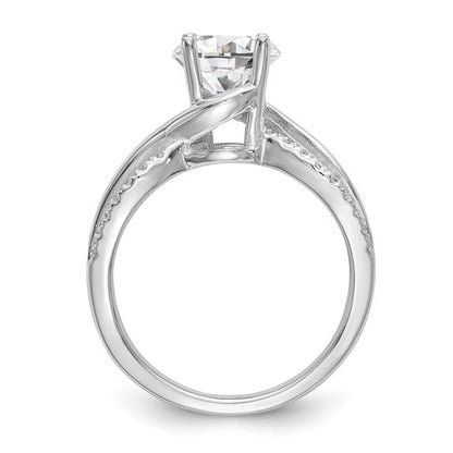 14k White Gold Diamond Round Semi-mount Criss-Cross Engagement Ring