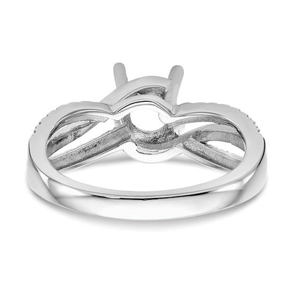 14k White Gold Diamond Round Semi-mount Criss-Cross Engagement Ring