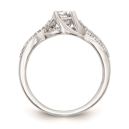 14k White Gold Criss-Cross (Holds 1/2 carat (5.2mm) Round Center) 1/4 carat Diamond Semi-mount Engagement Ring