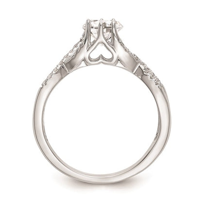 14k White Gold Criss-Cross (Holds 1/3 carat (4.1mm) Round Center) 1/6 carat Diamond Semi-mount Engagement Ring