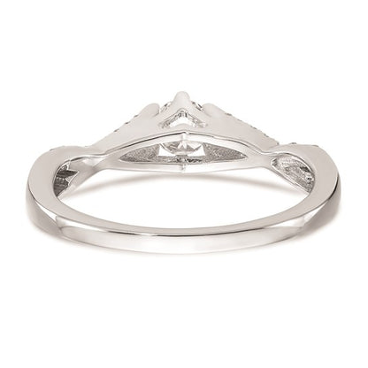 14k White Gold Criss-Cross (Holds 1/3 carat (4.1mm) Round Center) 1/6 carat Diamond Semi-mount Engagement Ring