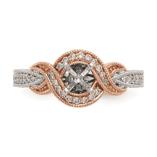 14k Two-tone Criss-Cross Peg Set 1/4 carat Diamond Semi-mount Engagement Ring