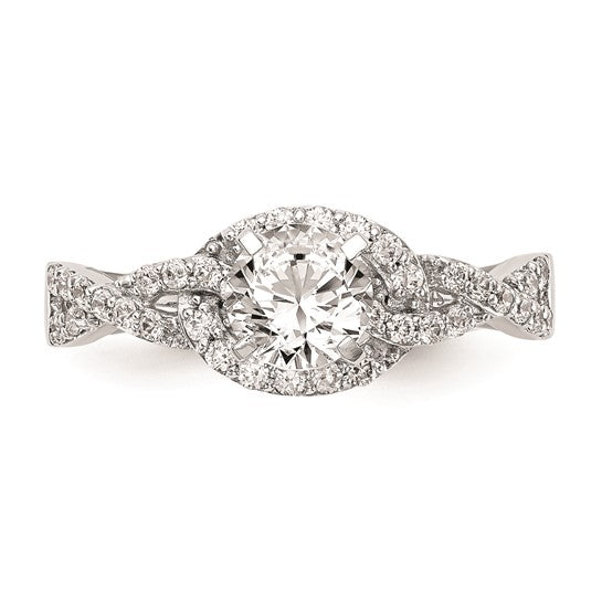 14k White Gold Criss-Cross Peg Set 1/3 carat Diamond Semi-mount Engagement Ring