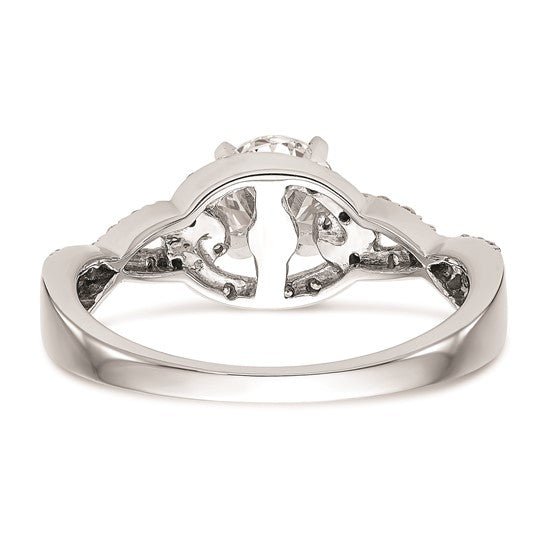 14k White Gold Criss-Cross Peg Set 1/3 carat Diamond Semi-mount Engagement Ring