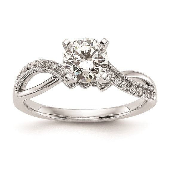 14k White Gold Criss-Cross Peg Set 1/6 carat Diamond Semi-mount Engagement Ring