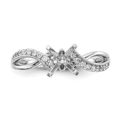 14K White Gold Lab Grown Diamond Semi-mount Peg Set Engagement Ring