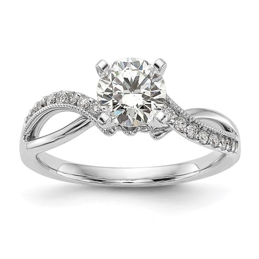 14K White Gold Lab Grown Diamond Semi-mount Peg Set Engagement Ring