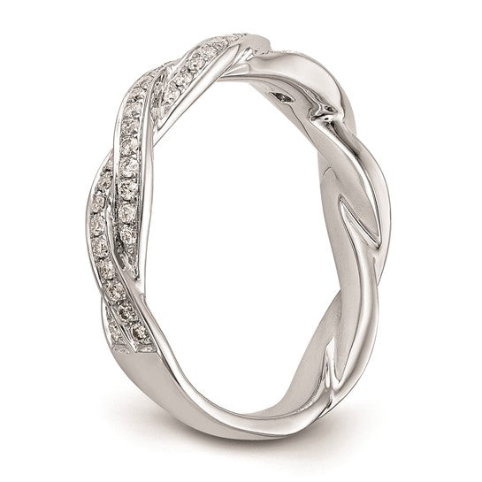14k White Gold Criss-Cross Peg Set 3/8 carat Diamond Semi-mount Engagement Ring