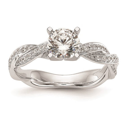 14k White Gold Criss-Cross Peg Set 3/8 carat Diamond Semi-mount Engagement Ring