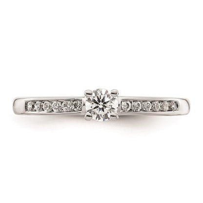 14K White Gold (Holds 1/5 carat (3.8mm) Round Center) 1/8 carat Channel-set Diamond Semi-Mount Engagement Ring