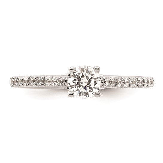 14K White Gold (Holds 1/3 carat (4.5mm) Round Center) 1/5 carat Diamond Semi-Mount Engagement Ring