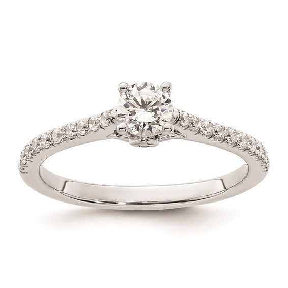 14K White Gold (Holds 1/3 carat (4.5mm) Round Center) 1/5 carat Diamond Semi-Mount Engagement Ring