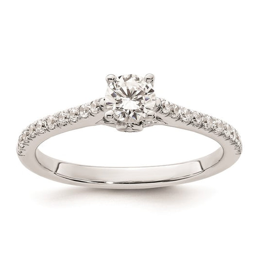 14K White Gold (Holds 1/3 carat (4.5mm) Round Center) 1/5 carat Diamond Semi-Mount Engagement Ring