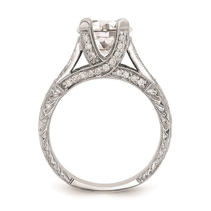 14K White Gold (Holds 1 carat (6.5mm) Round Center) 1/3 carat Diamond Semi-Mount Engagement Ring