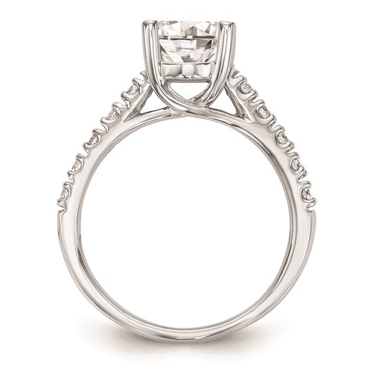 14k White Gold (Holds 1.5 carat (7.5mm) Round Center) 1/3 carat Diamond Semi-Mount Engagement Ring