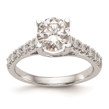 14k White Gold (Holds 1.5 carat (7.5mm) Round Center) 1/3 carat Diamond Semi-Mount Engagement Ring