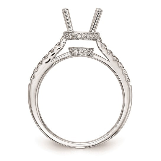 14k White Gold (Holds 1.5 carat (7.50mm) Round Center) 1/3 carat Diamond Semi-Mount Engagement Ring