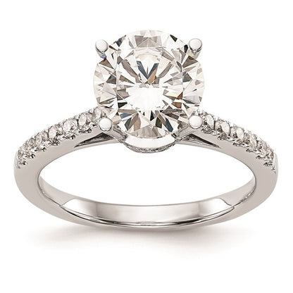 14k White Gold (Holds 1.5 carat (7.50mm) Round Center) 1/3 carat Diamond Semi-Mount Engagement Ring