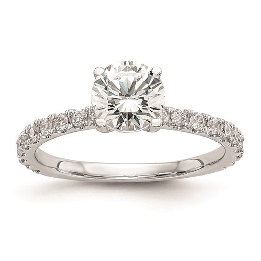 14k White Gold (Holds 1 carat (6.5mm) Round Center) 1/3 carat Diamond Semi-Mount Engagement Ring