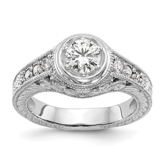 14K White Gold Lab Grown Diamond SI1/SI2, G H, Complete Engagement Ring