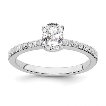 True Origin 14K White Gold 1/6 carat Lab Grown Diamond VS/SI D E F Semi Mount Oval Engagement Ring