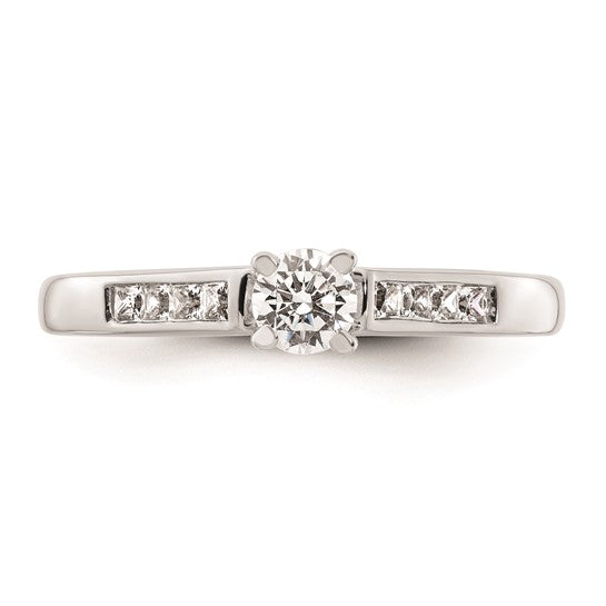 14K White Gold Peg Set 1/5 carat Channel-set Princess Diamond Semi-mount Engagement Ring