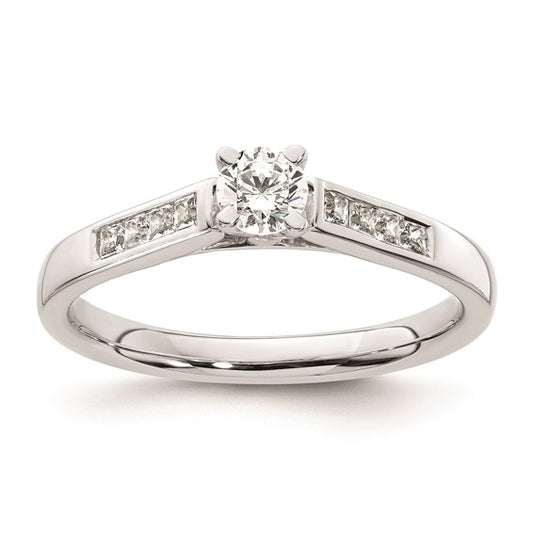 14K White Gold Peg Set 1/5 carat Channel-set Princess Diamond Semi-mount Engagement Ring