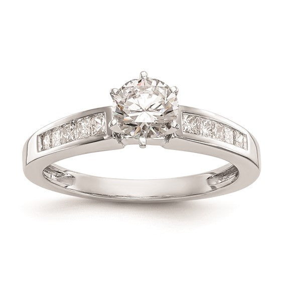 14K White Gold Peg Set 1/5 carat Channel-set Princess Diamond Semi-mount Engagement Ring