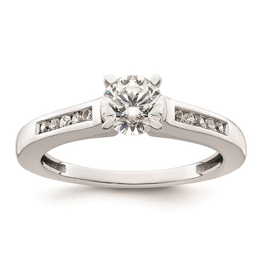 14K White Gold Peg Set 1/10 carat Channel-set Diamond Semi-mount Engagement Ring