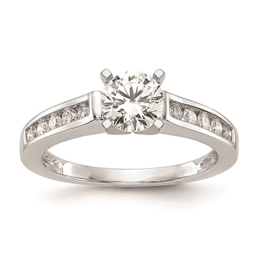 14K White Gold Peg Set 1/4 carat Channel-set Diamond Semi-mount Engagement Ring