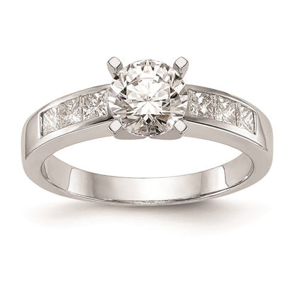 14K White Gold Peg Set 3/8 carat Channel-set Princess Diamond Semi-mount Engagement Ring