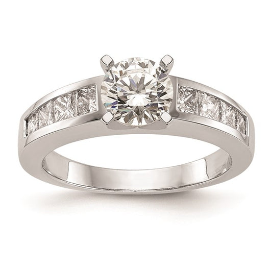 14K White Gold Peg Set 3/4 carat Channel-set Princess Diamond Semi-mount Engagement Ring