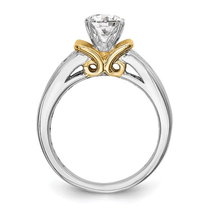 14K Two-tone Lab Grown Diamond VS/SI GH, Peg Set Semi-mount Eng Ring