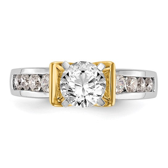 14K Two-tone Lab Grown Diamond VS/SI GH, Peg Set Semi-mount Eng Ring