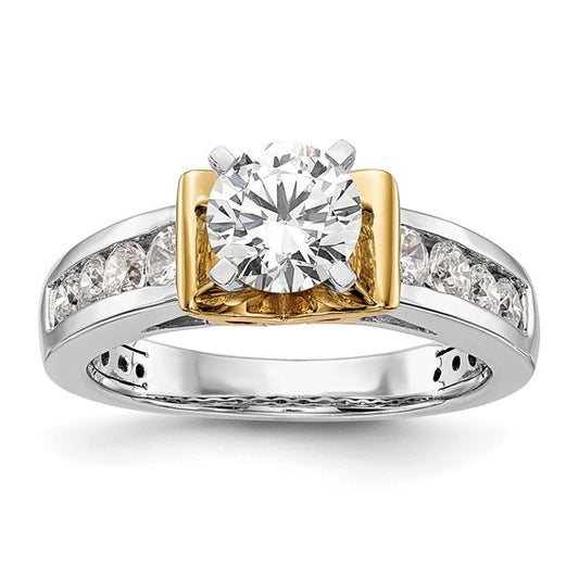 14K Two-tone Lab Grown Diamond VS/SI GH, Peg Set Semi-mount Eng Ring