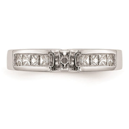 14K White Gold Peg Set 3/8 carat Channel-set Princess Diamond Semi-mount Engagement Ring