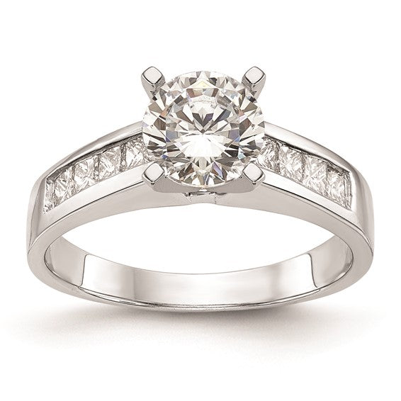 14K White Gold Peg Set 3/8 carat Channel-set Princess Diamond Semi-mount Engagement Ring