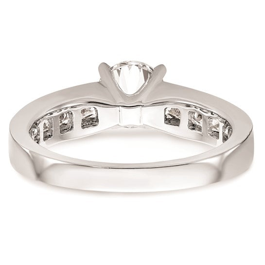 14K White Gold (Holds 1 carat (6.5mm) Round Center) 1 carat Channel-set Princess Diamond Semi-Mount Engagement Ring