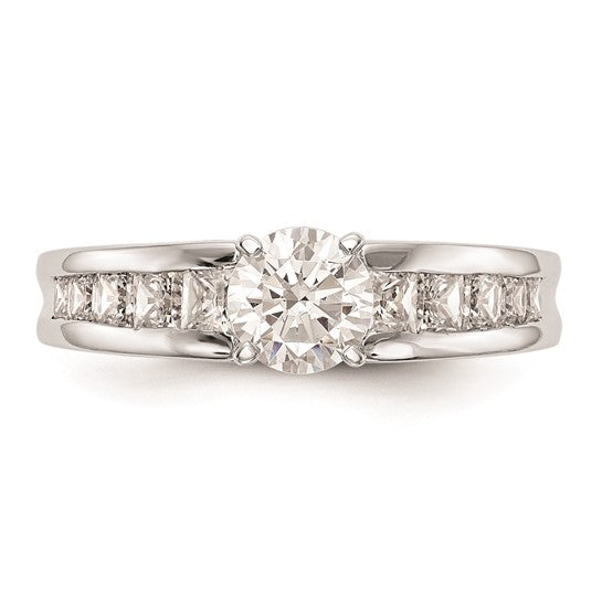 14K White Gold Peg Set 1 carat Channel-set Princess Diamond Semi-mount Engagement Ring