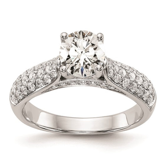 14K White Gold (Holds 3/4 carat (6.00mm) Round Center) 5/8 carat Diamond Semi-Mount Engagement Ring