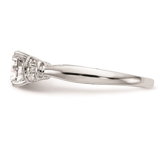 14K White Gold Peg Set 1/5 carat Baguette Diamond Semi-mount Engagement Ring