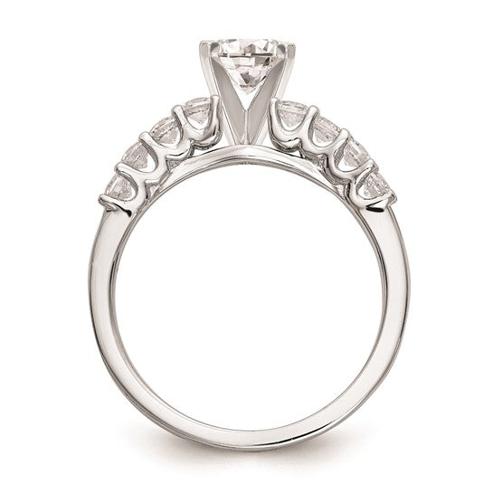 14K White Gold Peg Set 3/8 carat Diamond Semi-mount Engagement Ring