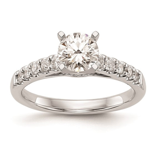 14K White Gold Peg Set 1/3 carat Diamond Semi-mount Engagement Ring