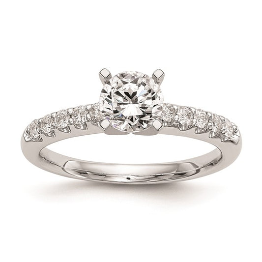 14K White Gold Peg Set 1/4 carat Diamond Semi-mount Engagement Ring