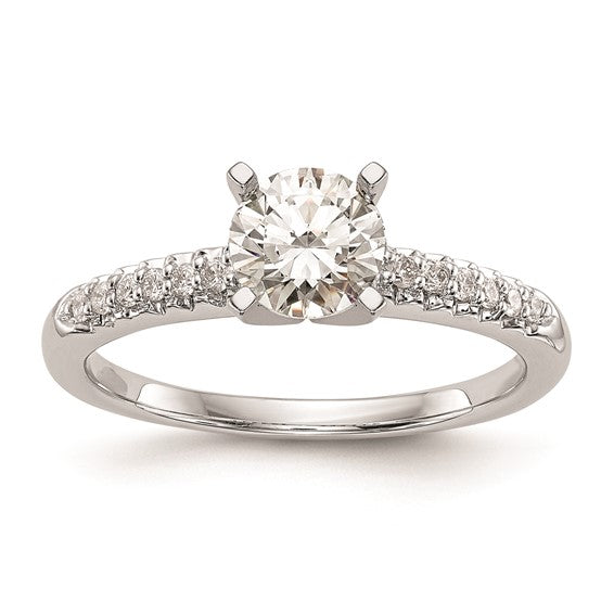 14K White Gold Peg Set 1/8 carat Diamond Semi-mount Engagement Ring