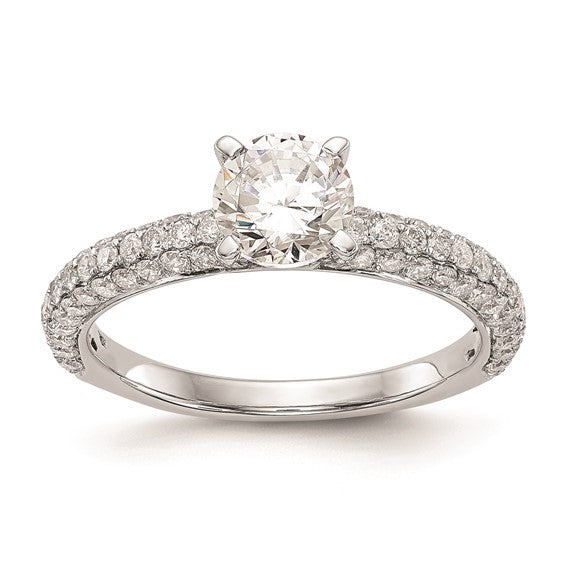 14K White Gold Peg Set 3/4 carat Diamond Semi-mount Engagement Ring