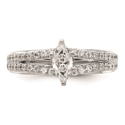 14K White Gold Peg Set 3/8 carat Diamond Semi-mount Engagement Ring