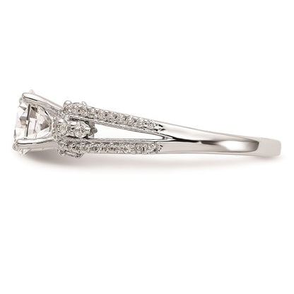 14K White Gold Peg Set 1/4 carat Diamond Semi-mount Engagement Ring