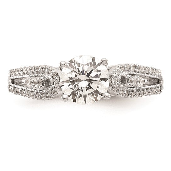 14K White Gold Peg Set 1/4 carat Diamond Semi-mount Engagement Ring