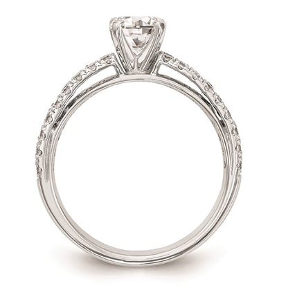 14K White Gold 2-Row Peg Set 3/4 carat Diamond Semi-mount Engagement Ring